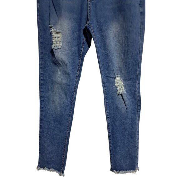 Pastel Jeans Womens Distressed Mid-Rise Button-Fly Skinny Jeans Size 11/12 Blue - Picture 5 of 11